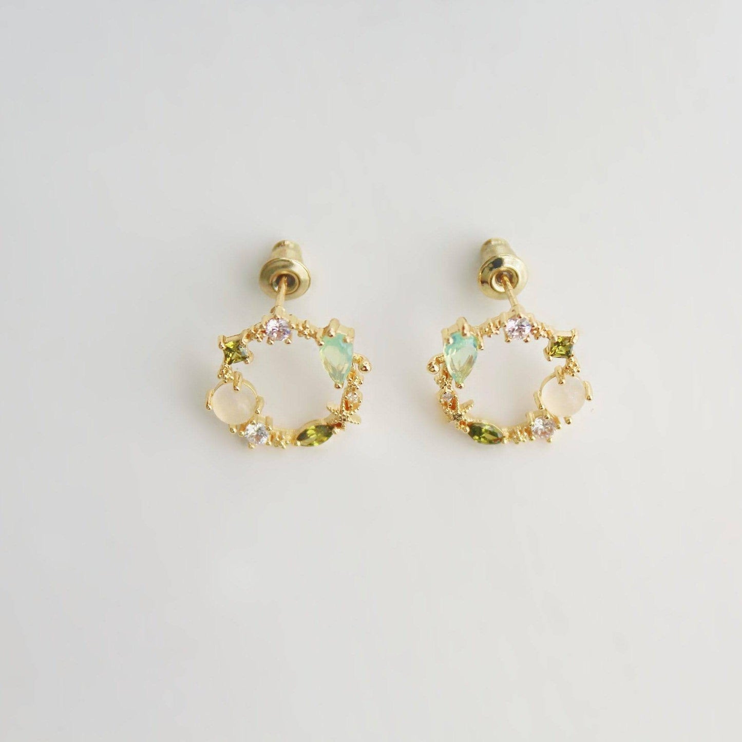 Summer Sea Treasures Earrings - Seashell and Starfish Purple Crystal Studs-Ninaouity