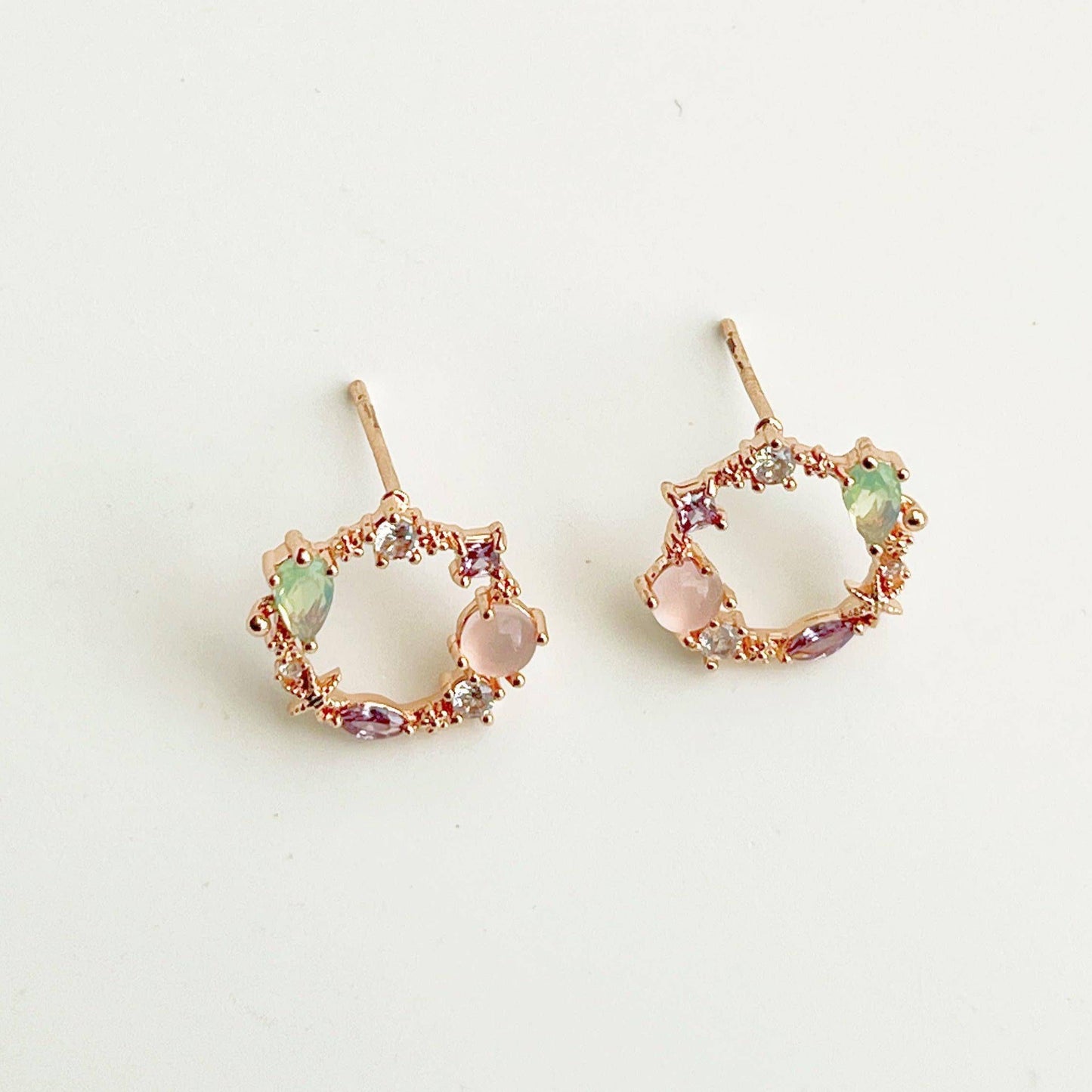 Summer Sea Treasures Earrings - Seashell and Starfish Rose Gold Stud Earrings-Ninaouity