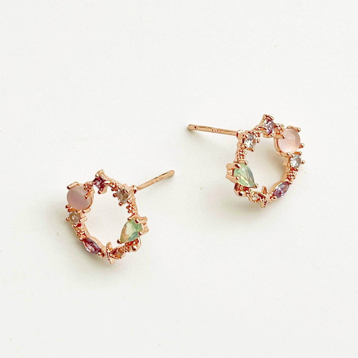 Summer Sea Treasures Earrings - Seashell and Starfish Rose Gold Stud Earrings-Ninaouity