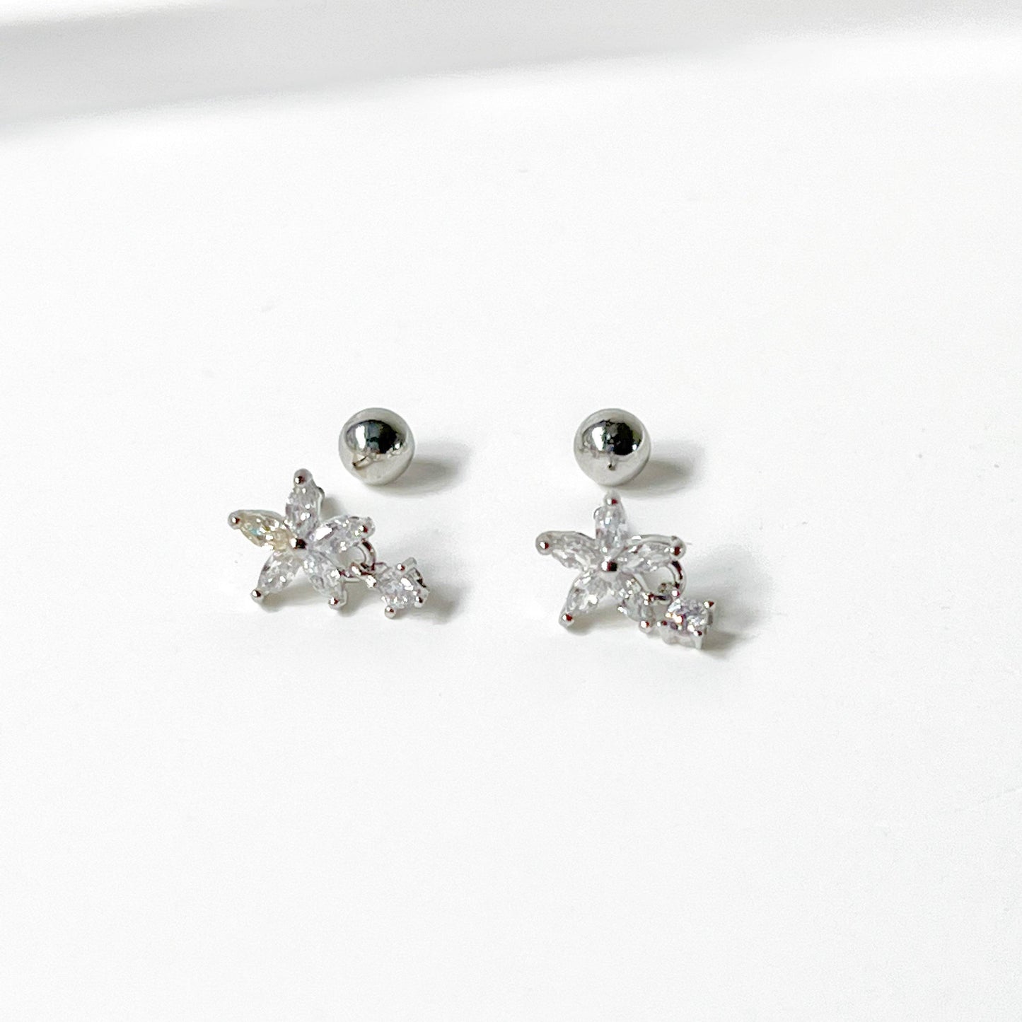 Surgical Steel Flower Earrings - Screw Back Earrings-Ninaouity