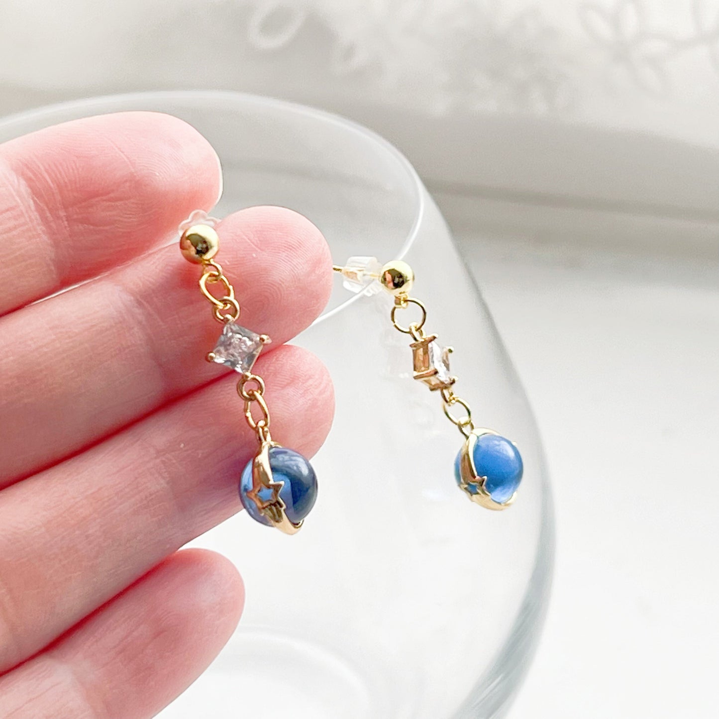The Blue Planet Neptune Drop Earrings-Ninaouity