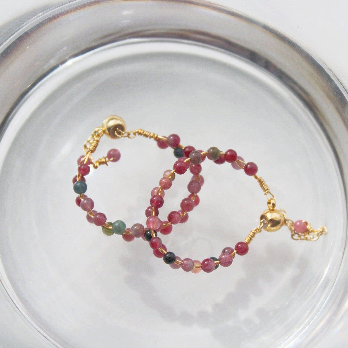 Tourmaline Beaded Ring - October Birthstone Bead Adjustable Ring-Ninaouity