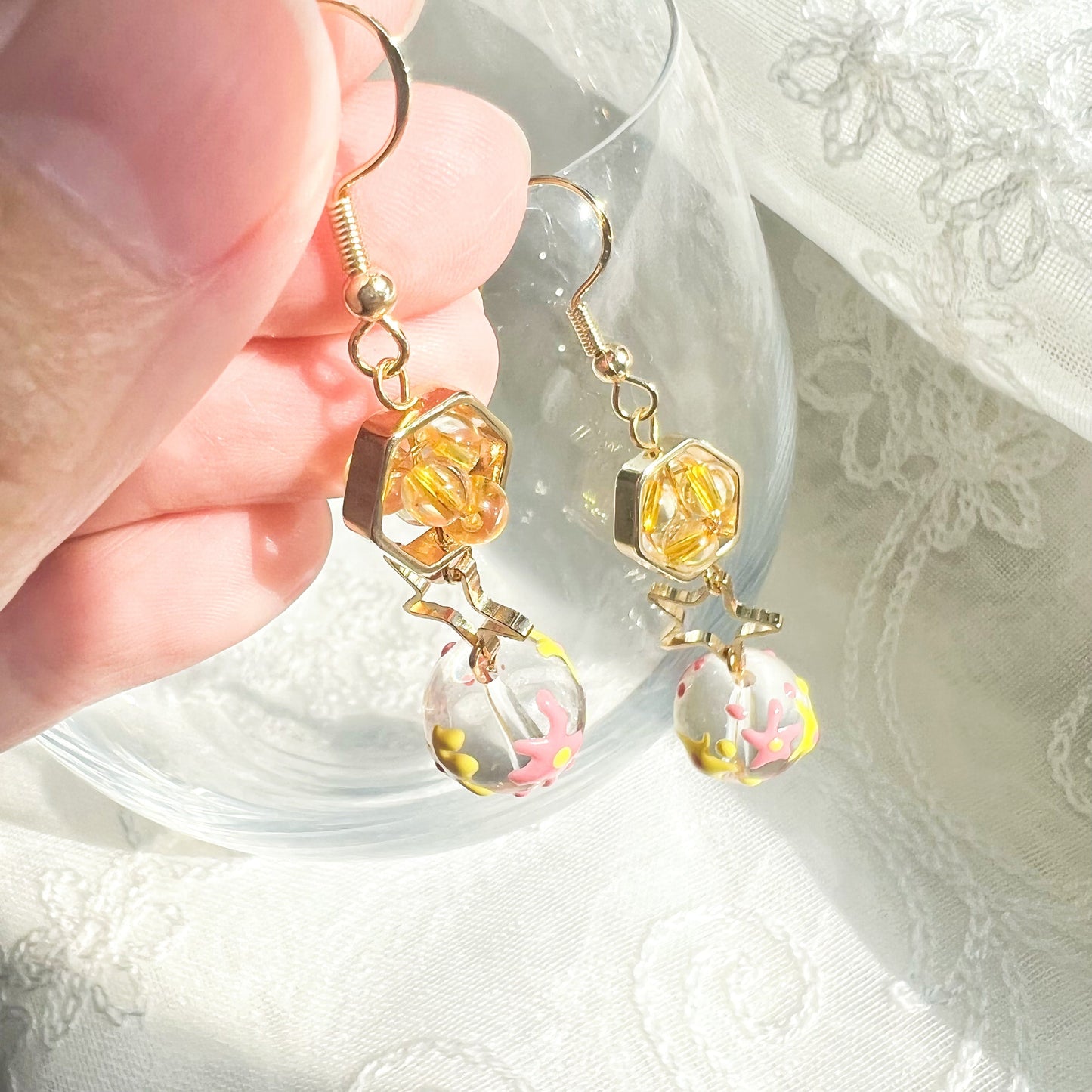 Twinkle Star Citrine Drop Earrings-Ninaouity