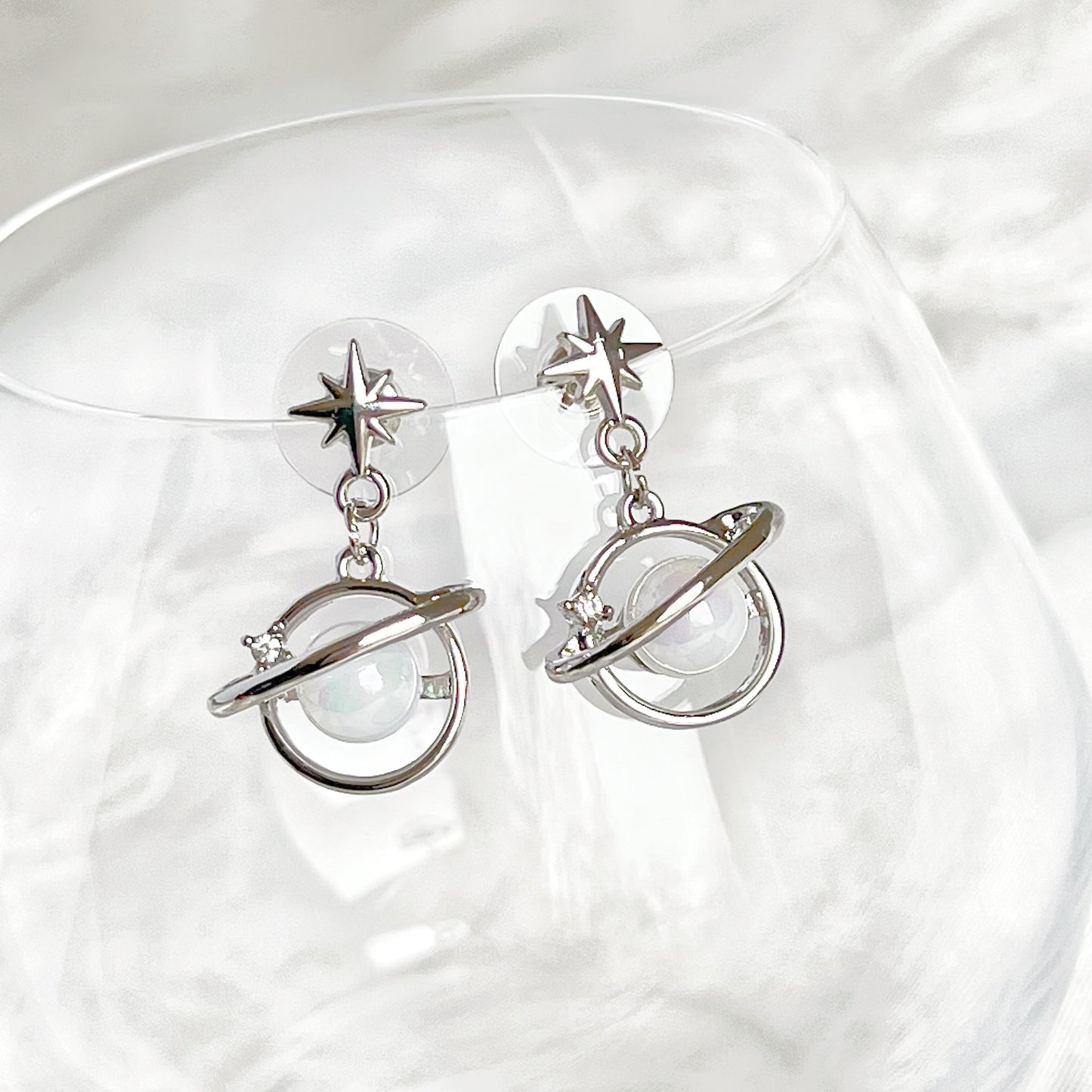 White Planet and North Star Earrings-Ninaouity