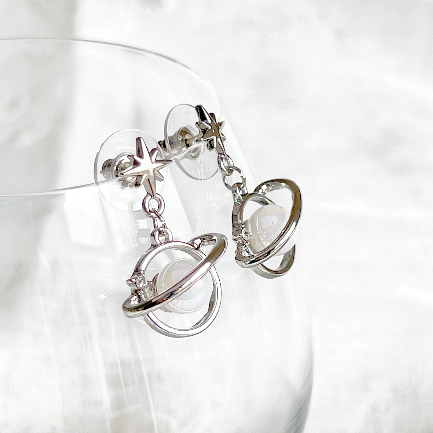 White Planet and North Star Earrings-Ninaouity