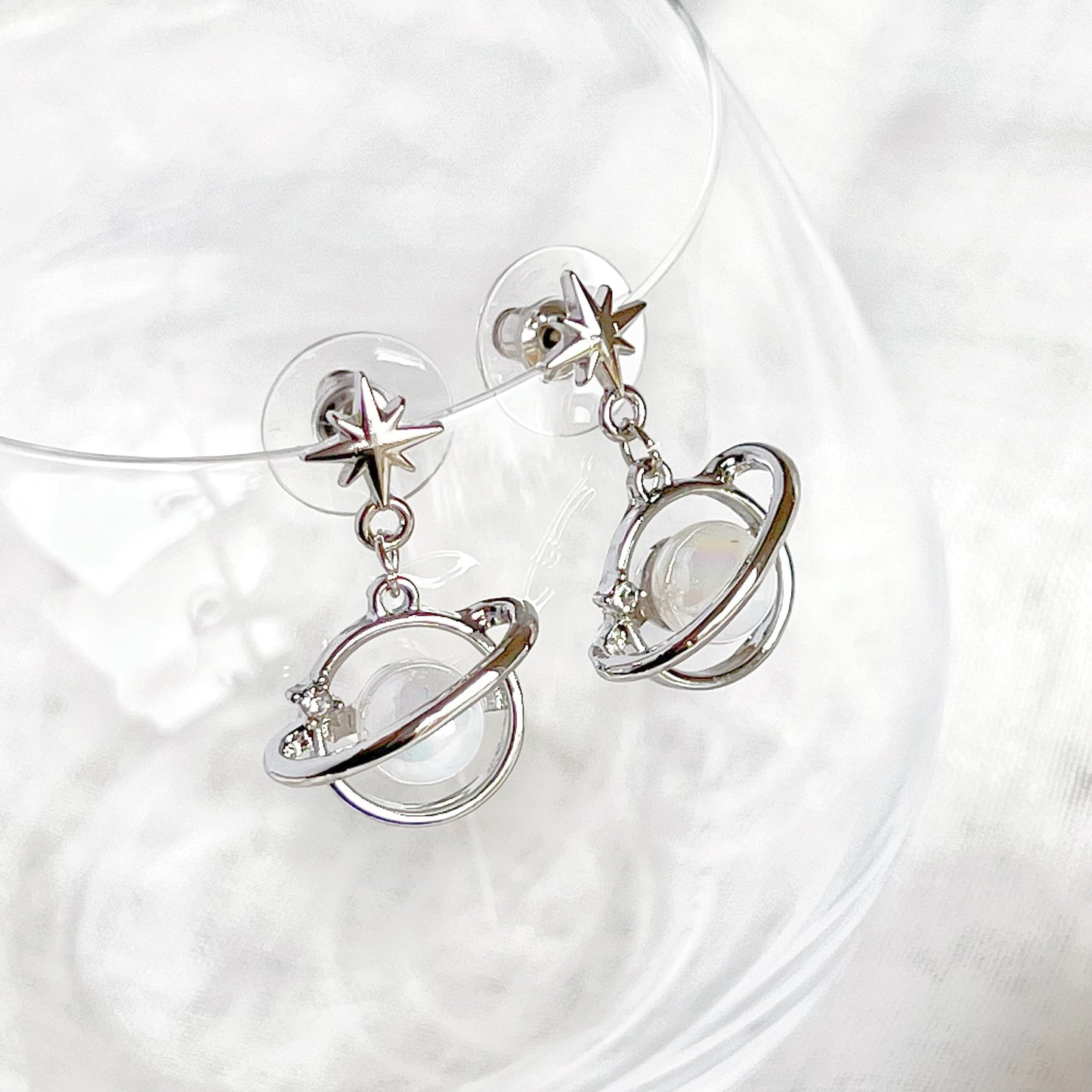 White Planet and North Star Earrings-Ninaouity
