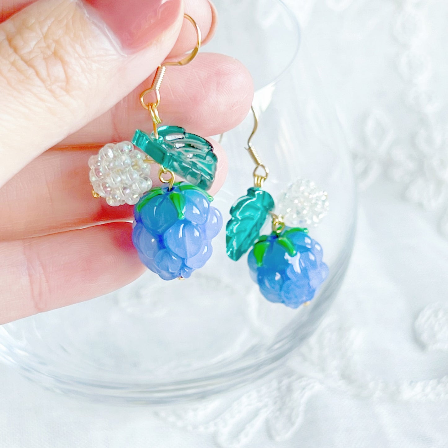 Wild Blue Berry Drop Earrings-Ninaouity