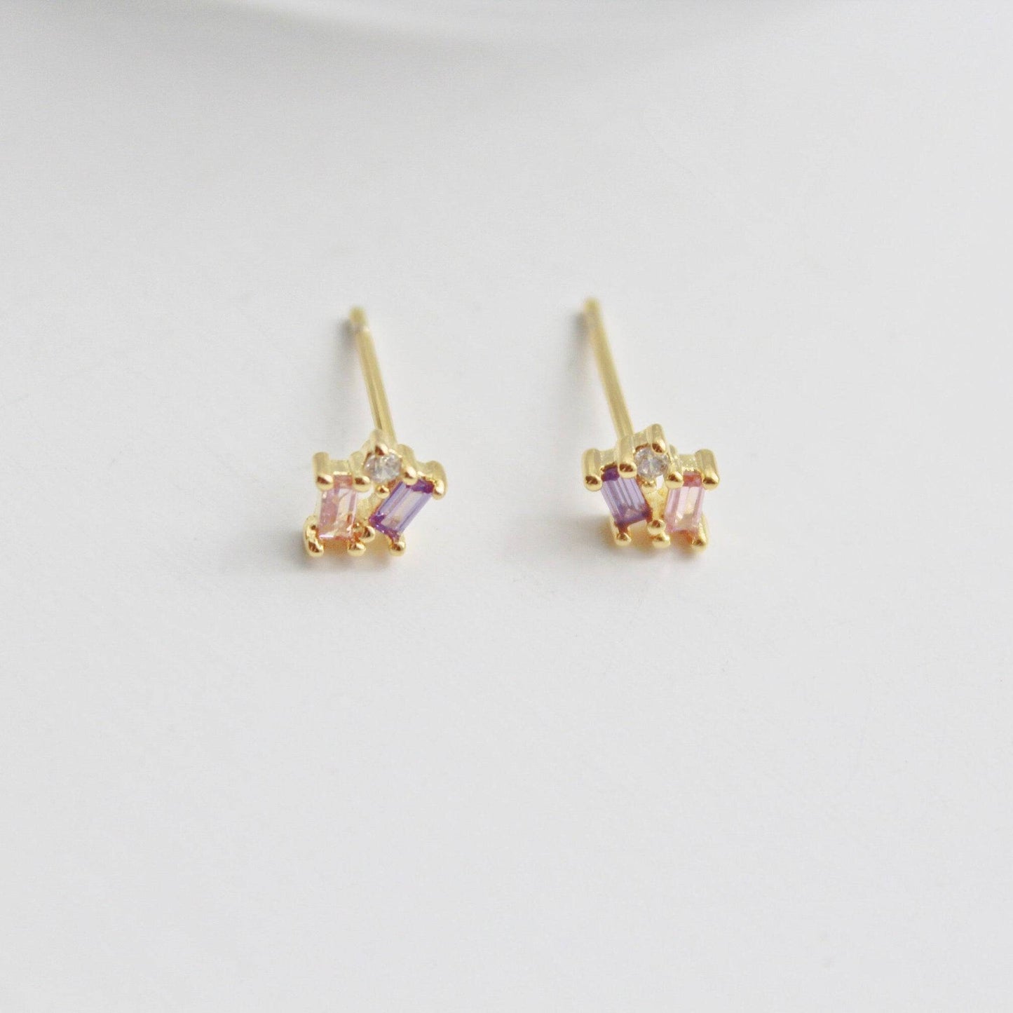 Zircon Mini Geometry Stud Earrings-Ninaouity