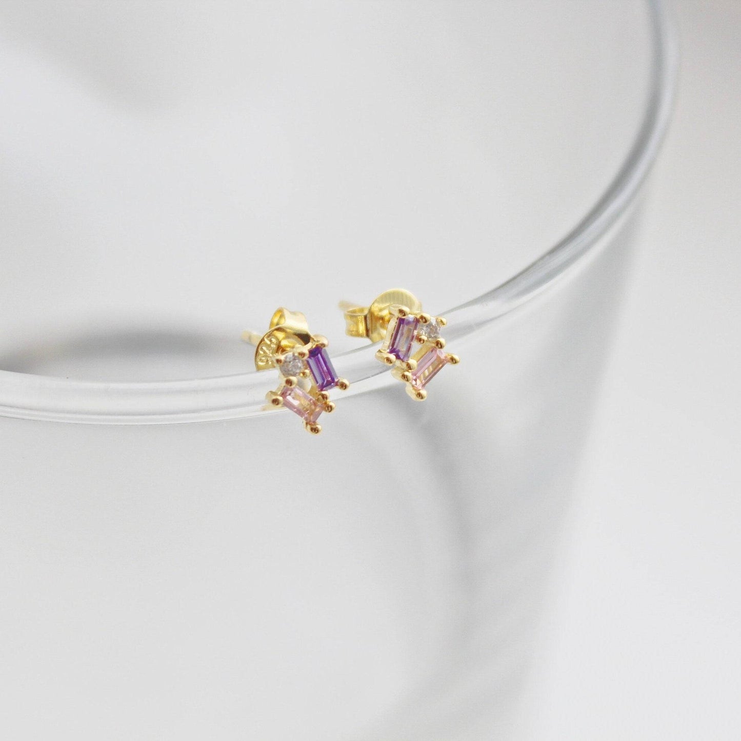 Zircon Mini Geometry Stud Earrings-Ninaouity