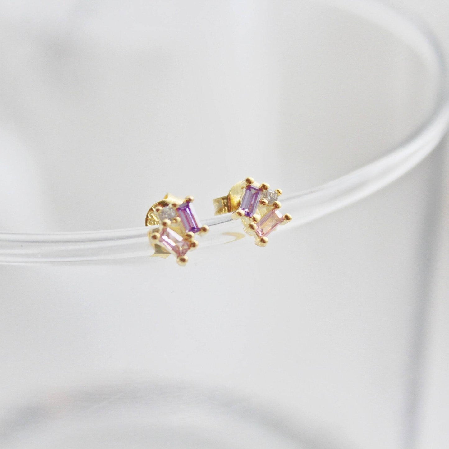 Zircon Mini Geometry Stud Earrings-Ninaouity