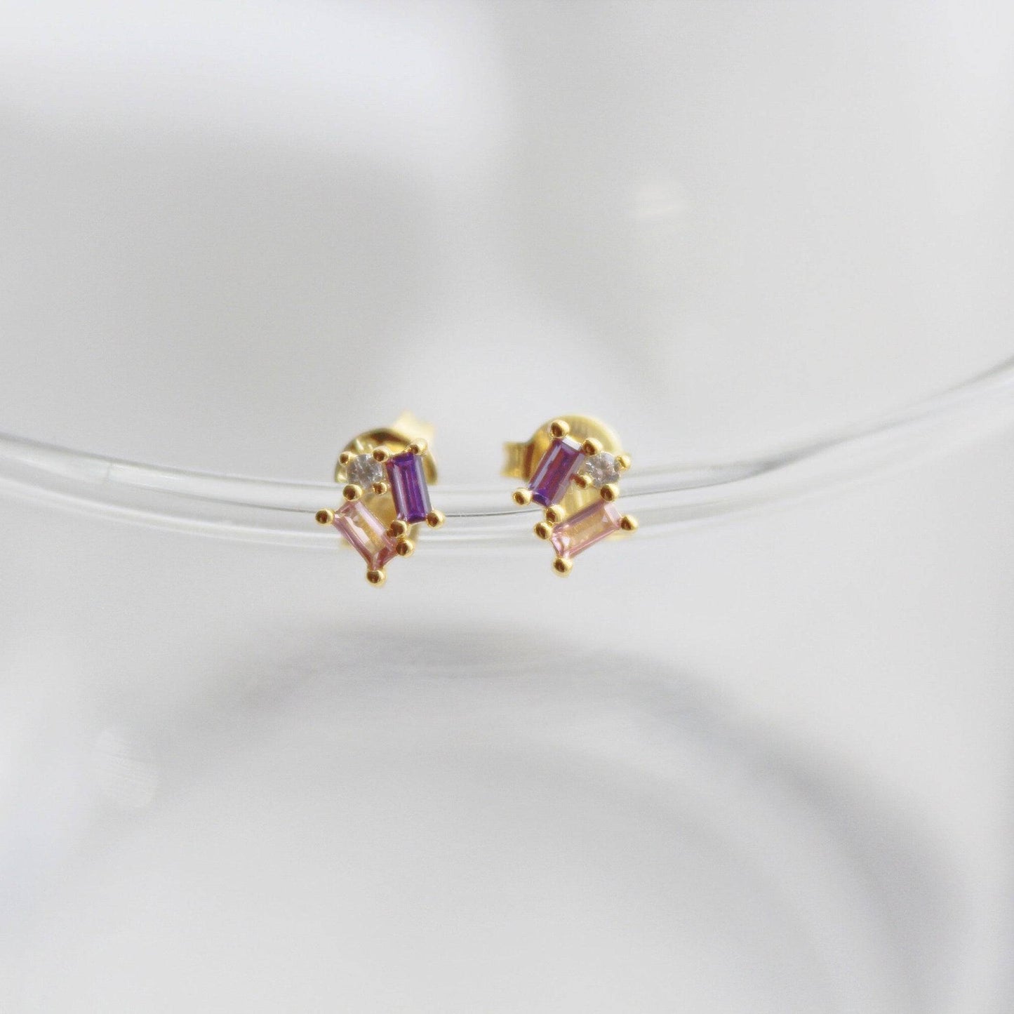 Zircon Mini Geometry Stud Earrings-Ninaouity