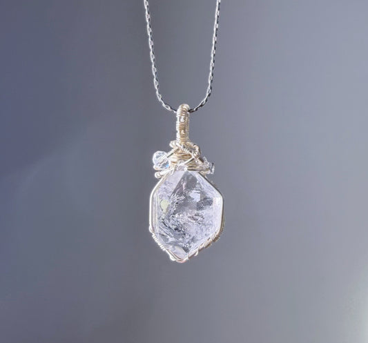 Quartzberry - Natural Herkimer Diamond Natural Crystal Wire Wrapped Necklace - One-of-a-kind