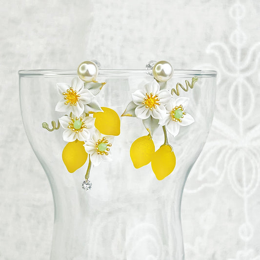 Lemon Tree and Flowers Earrings-Ninaouity