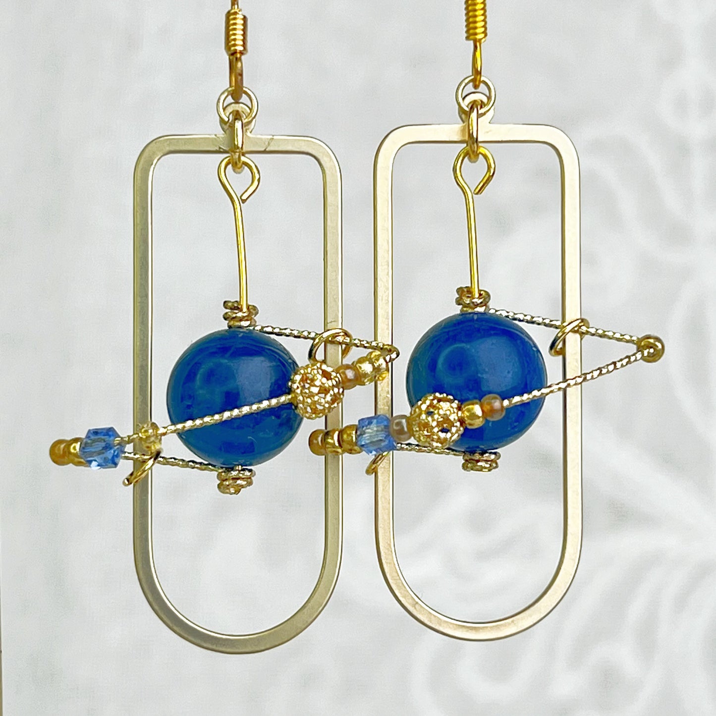 Blue Apatite Planet and Frame Earrings-Ninaouity