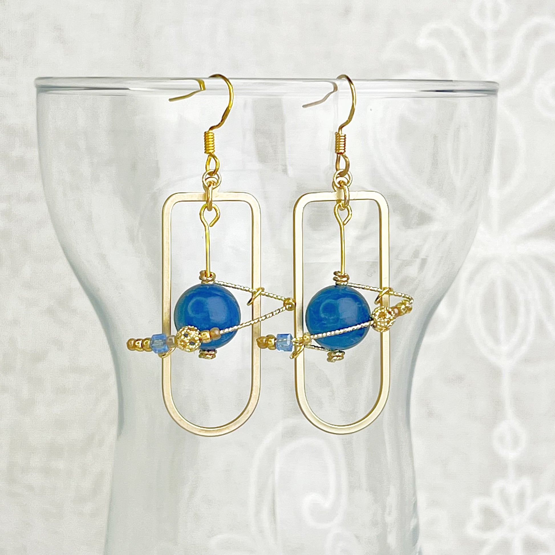 Blue Apatite Planet and Frame Earrings-Ninaouity