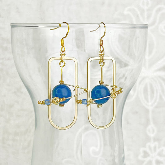 Blue Apatite Planet and Frame Earrings