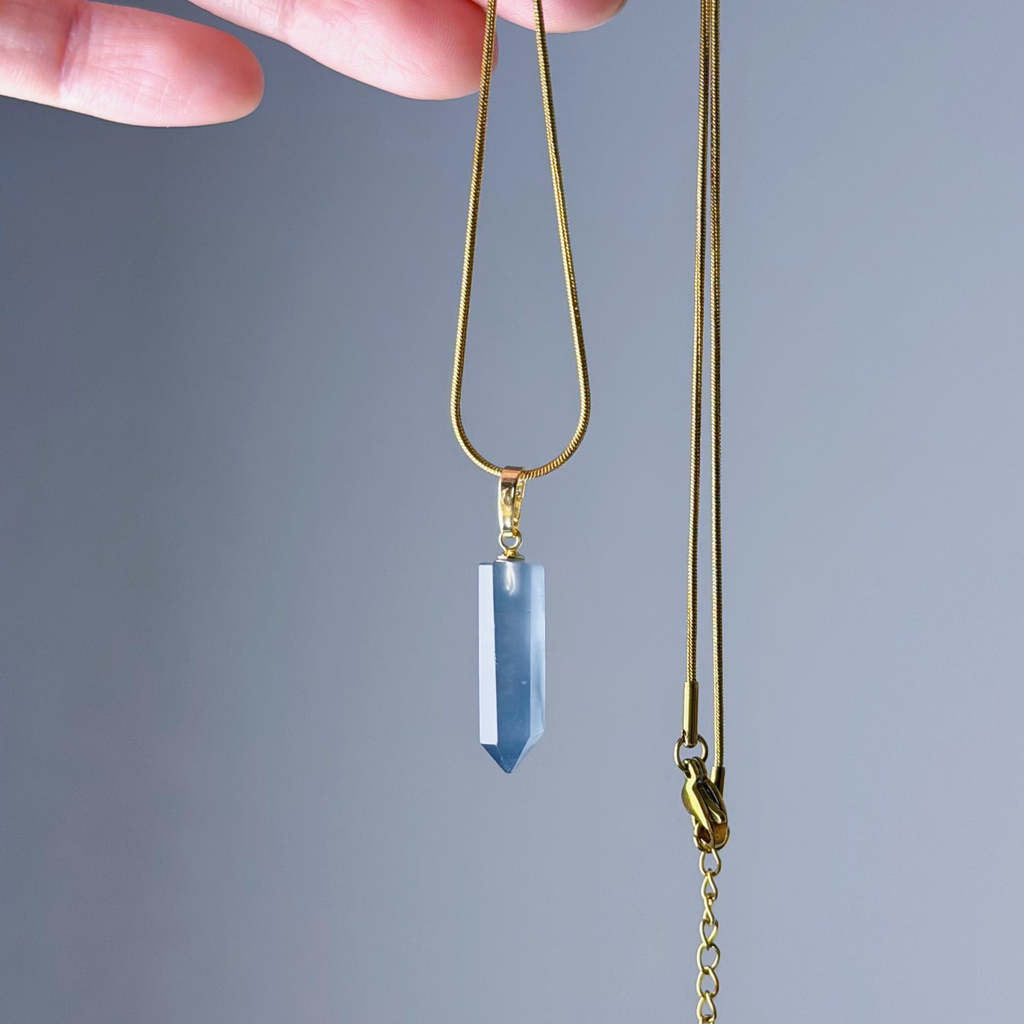 Quartzberry - Natural Dark Blue Rutilated Quartz Crystal Pendant Necklace - One-of-a-kind