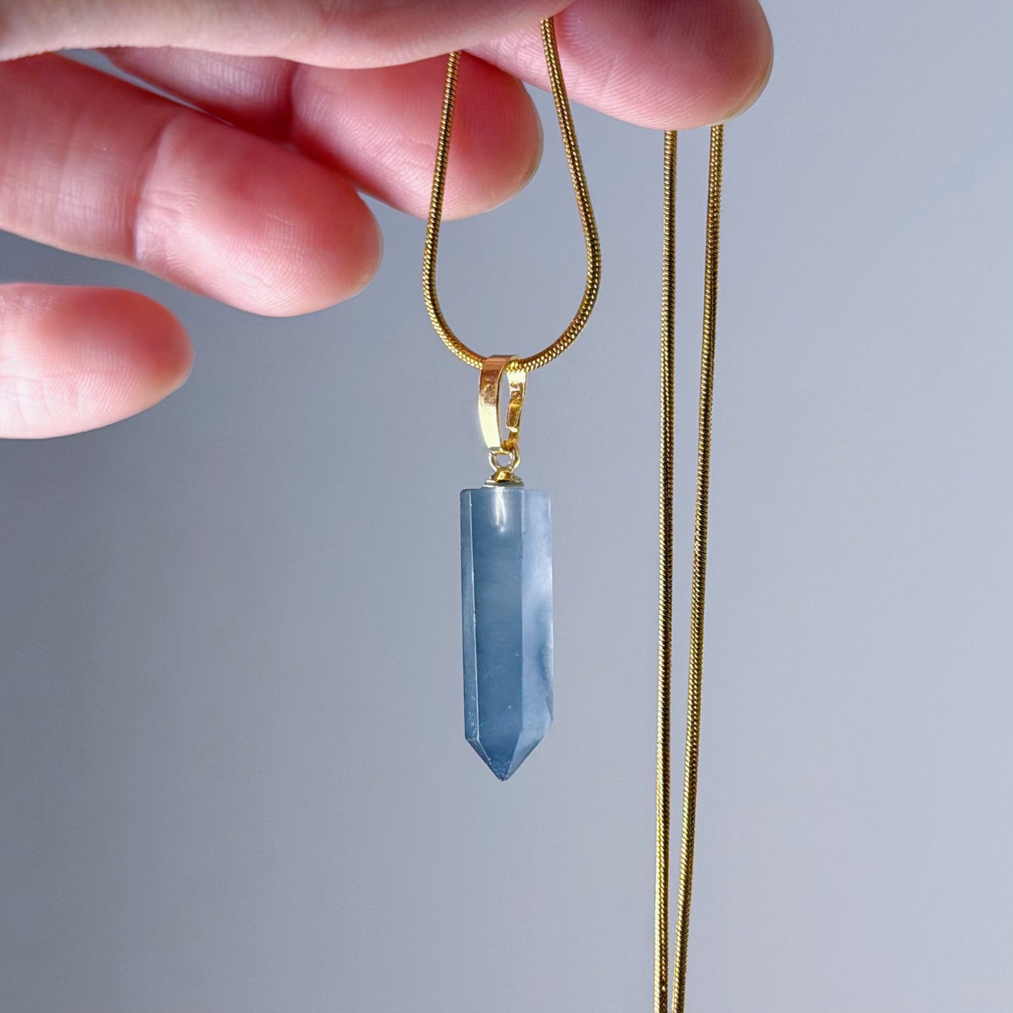 Quartzberry - Natural Dark Blue Rutilated Quartz Crystal Pendant Necklace - One-of-a-kind