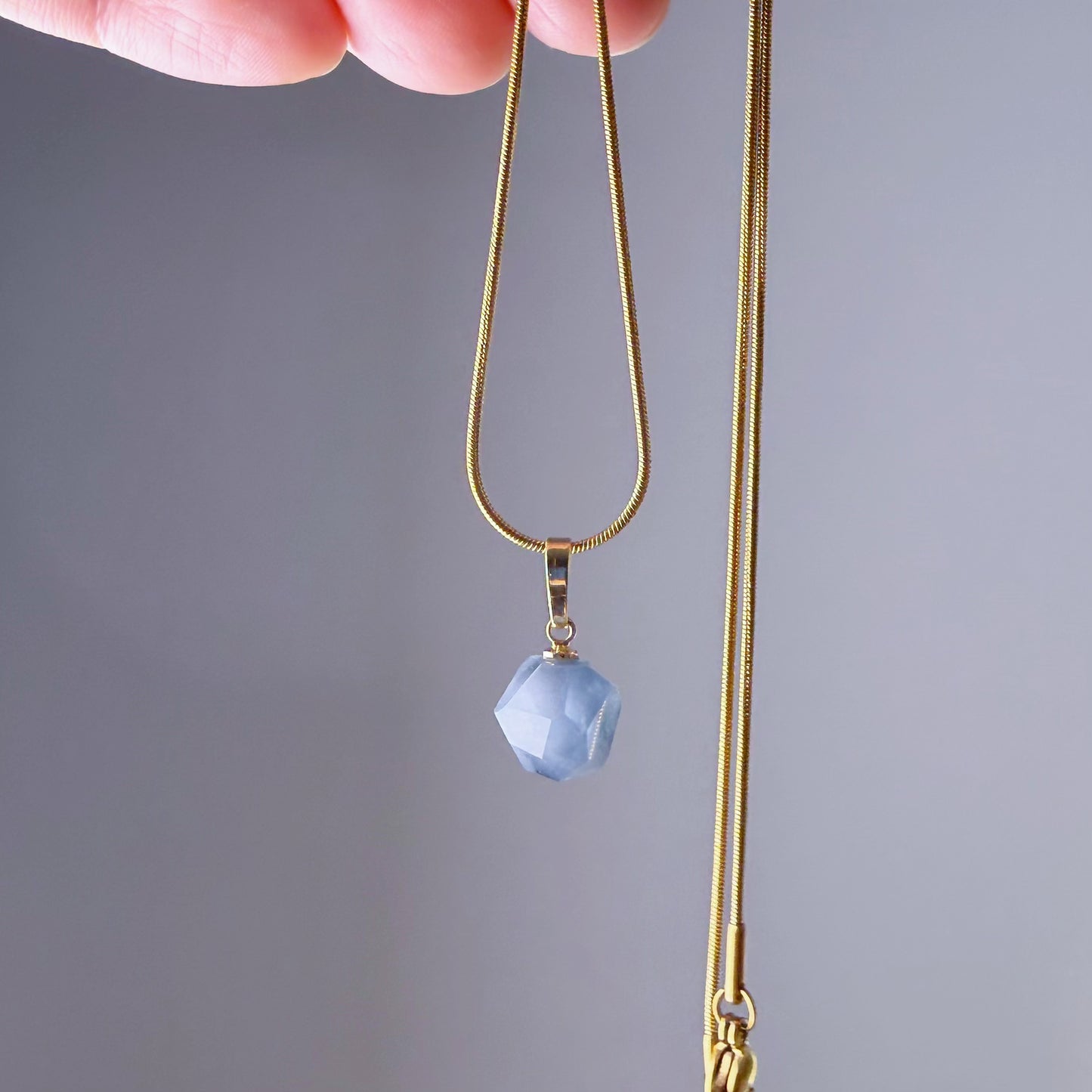 The Only One Handmade Dark Blue Rutilated Quartz Natural Crystal Pendant Necklace