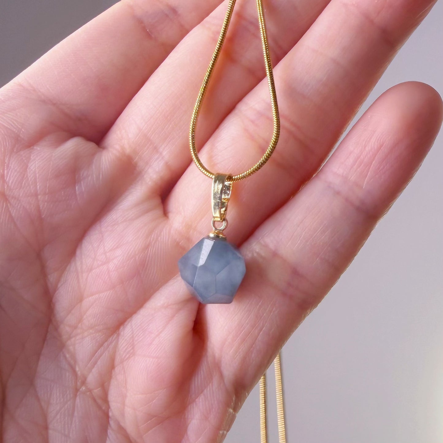 The Only One Handmade Dark Blue Rutilated Quartz Natural Crystal Pendant Necklace