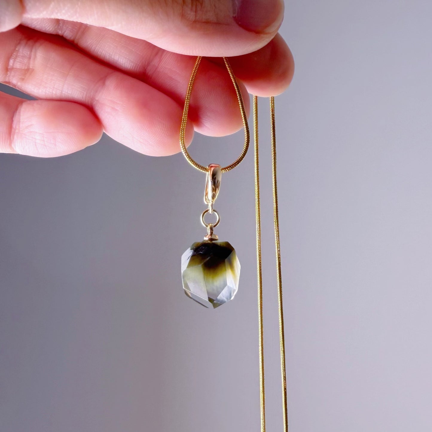 Quartzberry - Natural Green Rutile Quartz Crystal Necklace - One-of-a-kind