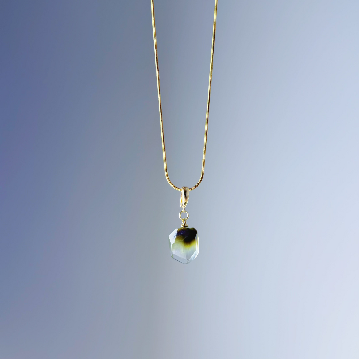 Quartzberry - Natural Green Rutile Quartz Crystal Necklace - One-of-a-kind