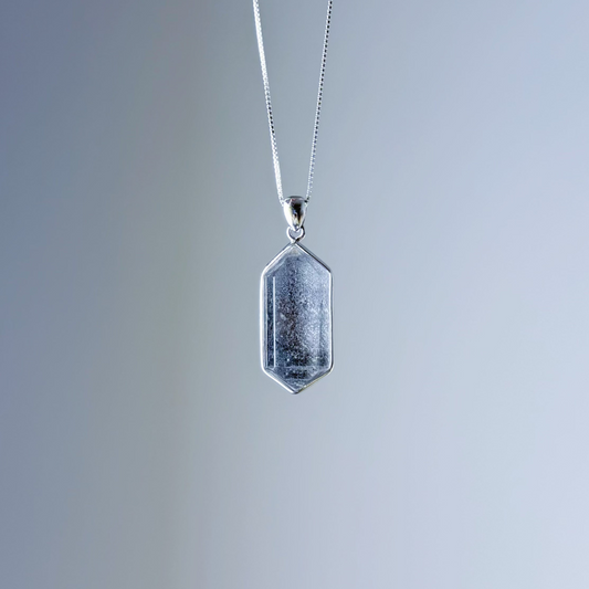 Quartzberry - Natural Blue Grey Phantom Quartz Crystal Necklace - One-of-a-kind