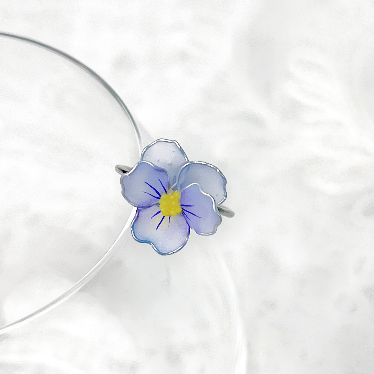 Handmade Spring Blue Pansy Flower Ring-Ninaouity