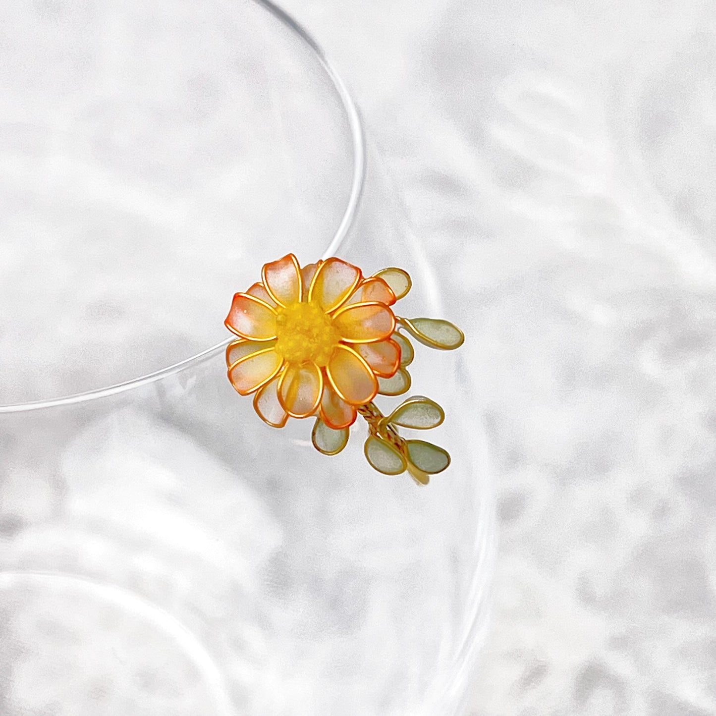 Handmade Little Orange Daisy Flower Ring-Ninaouity