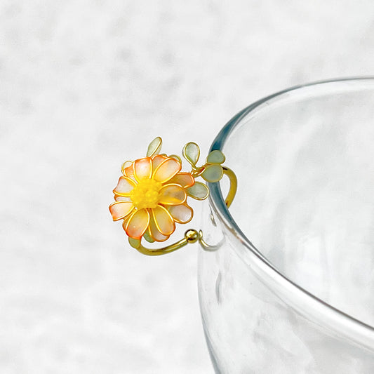 Handmade Little Orange Daisy Flower Ring-Ninaouity