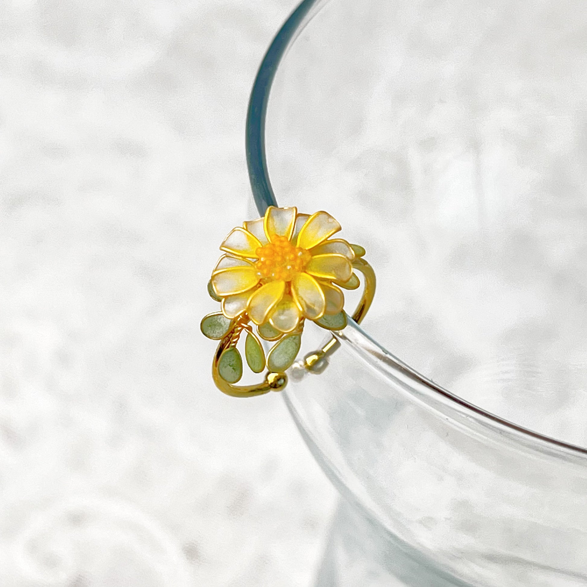 Handmade Little Yellow Daisy Flower Ring-Ninaouity