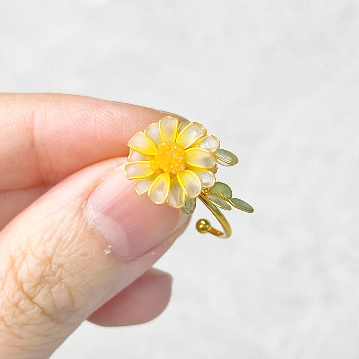 Handmade Little Yellow Daisy Flower Ring-Ninaouity