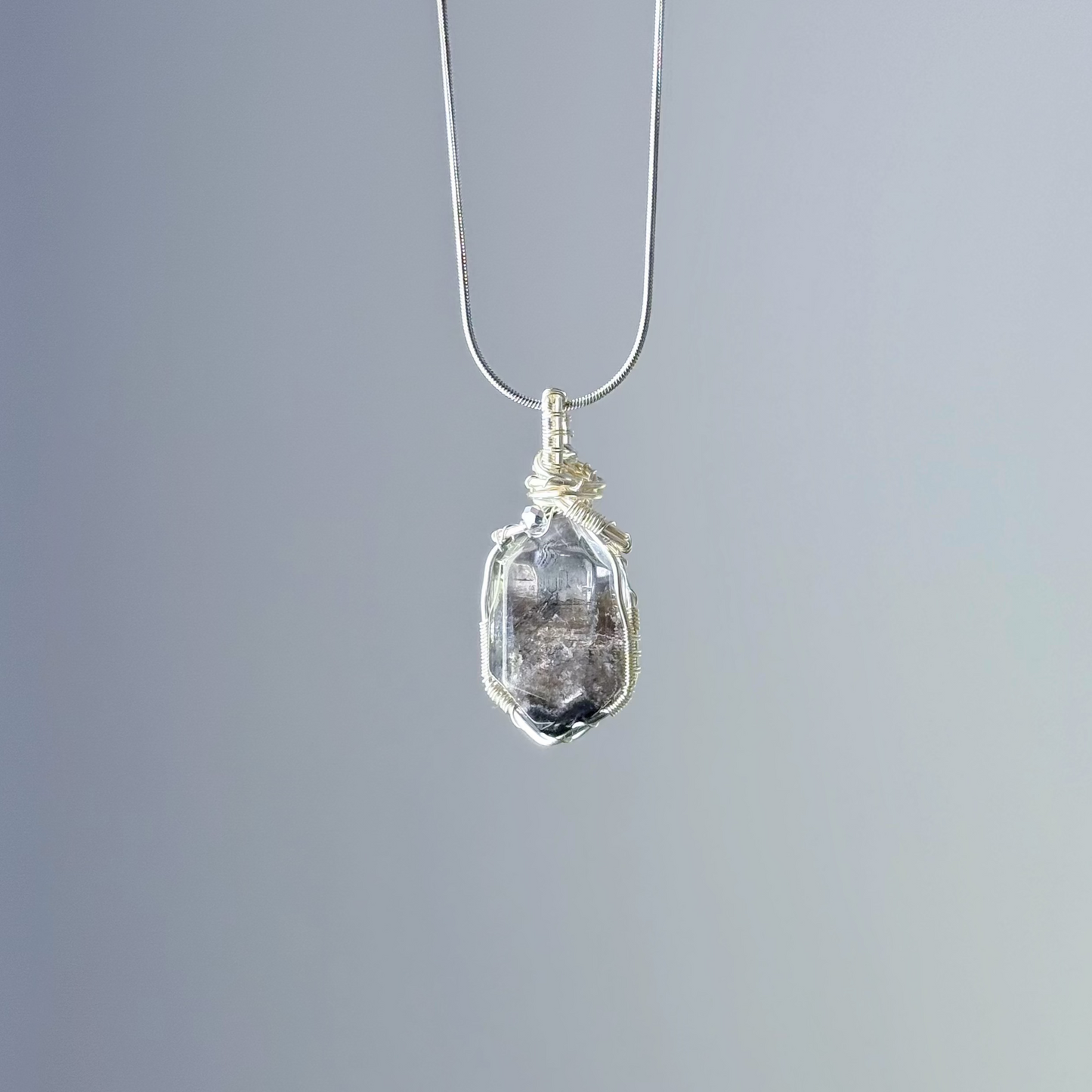 Another Handmade Natural Herkimer Diamond Crystal Wire Wrapped Necklace