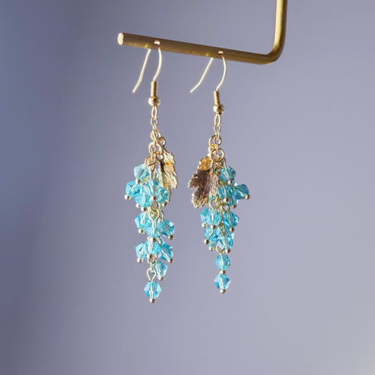 Handmade Blue Grapes Crystal Beads Drop Earrings