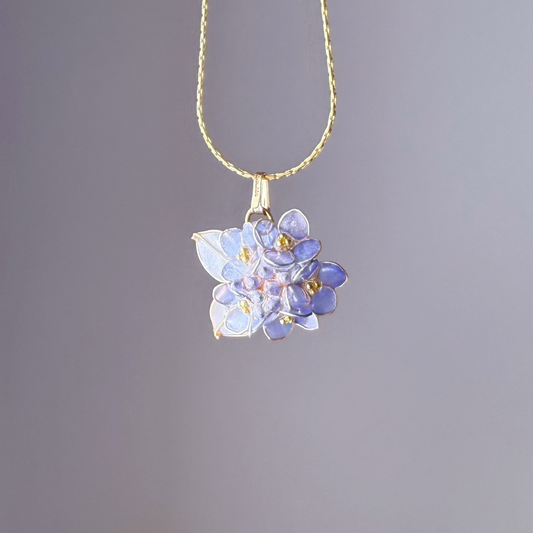 Handmade Blue Hydrangeas Flower Bouquet Necklace-Ninaouity