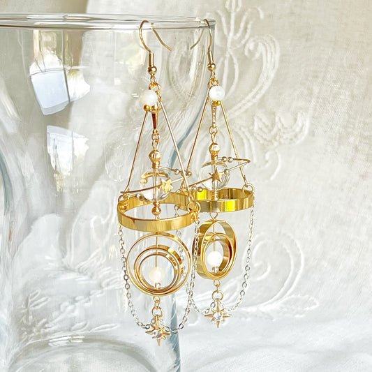 Solar System Clear Quartz Planet Earrings - Sun Catcher Style-Ninaouity