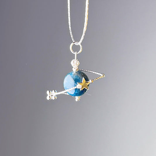 Silver Apatite Crystal Planet Pendant Necklace-Ninaouity