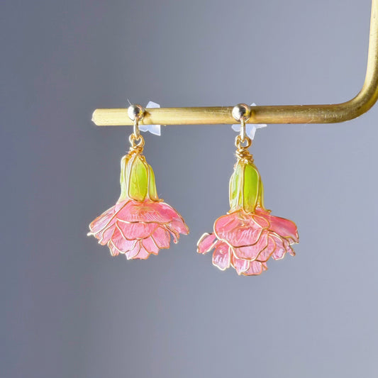 Handmade Pink Carnation Flower Stud Earrings