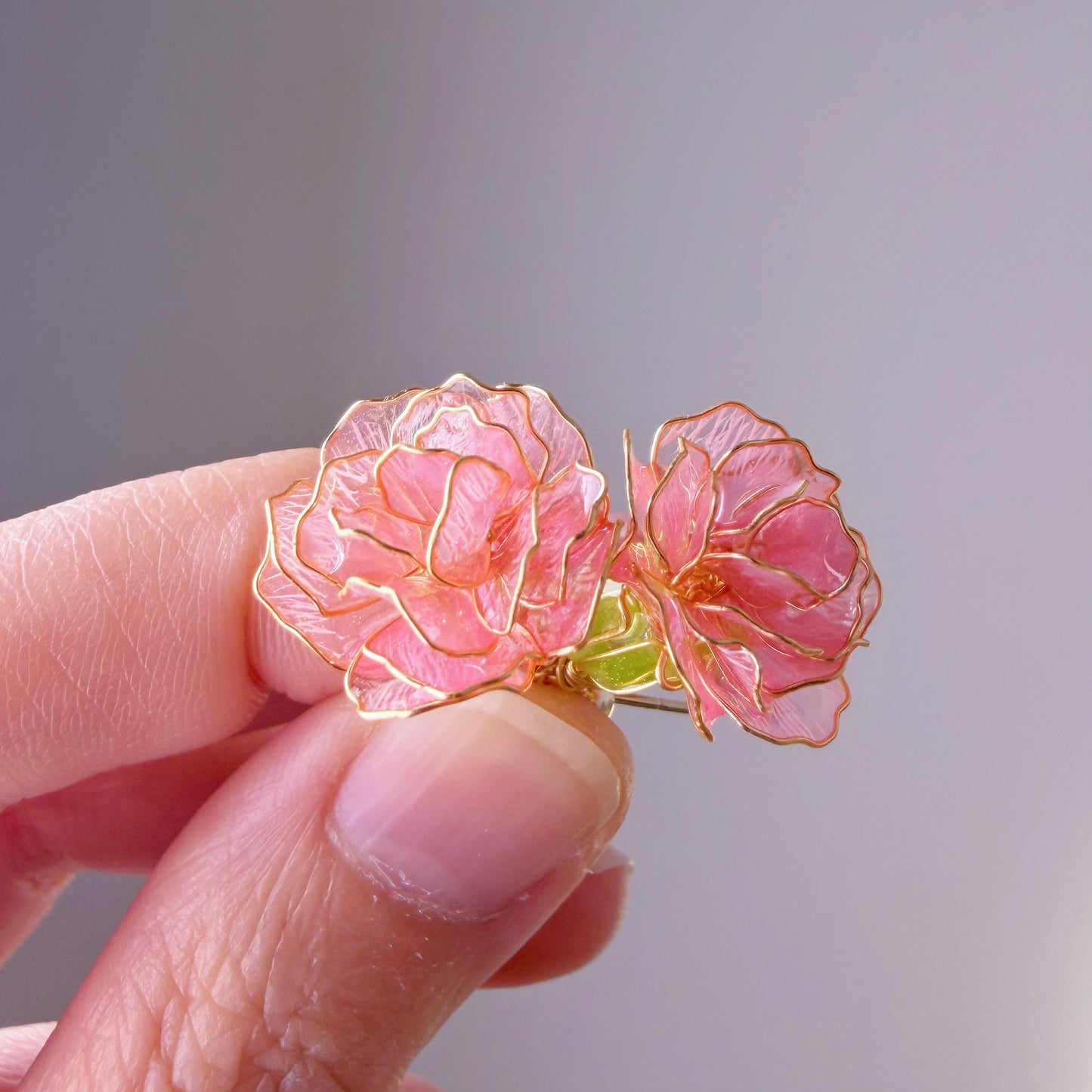 Handmade Pink Carnation Flower Stud Earrings