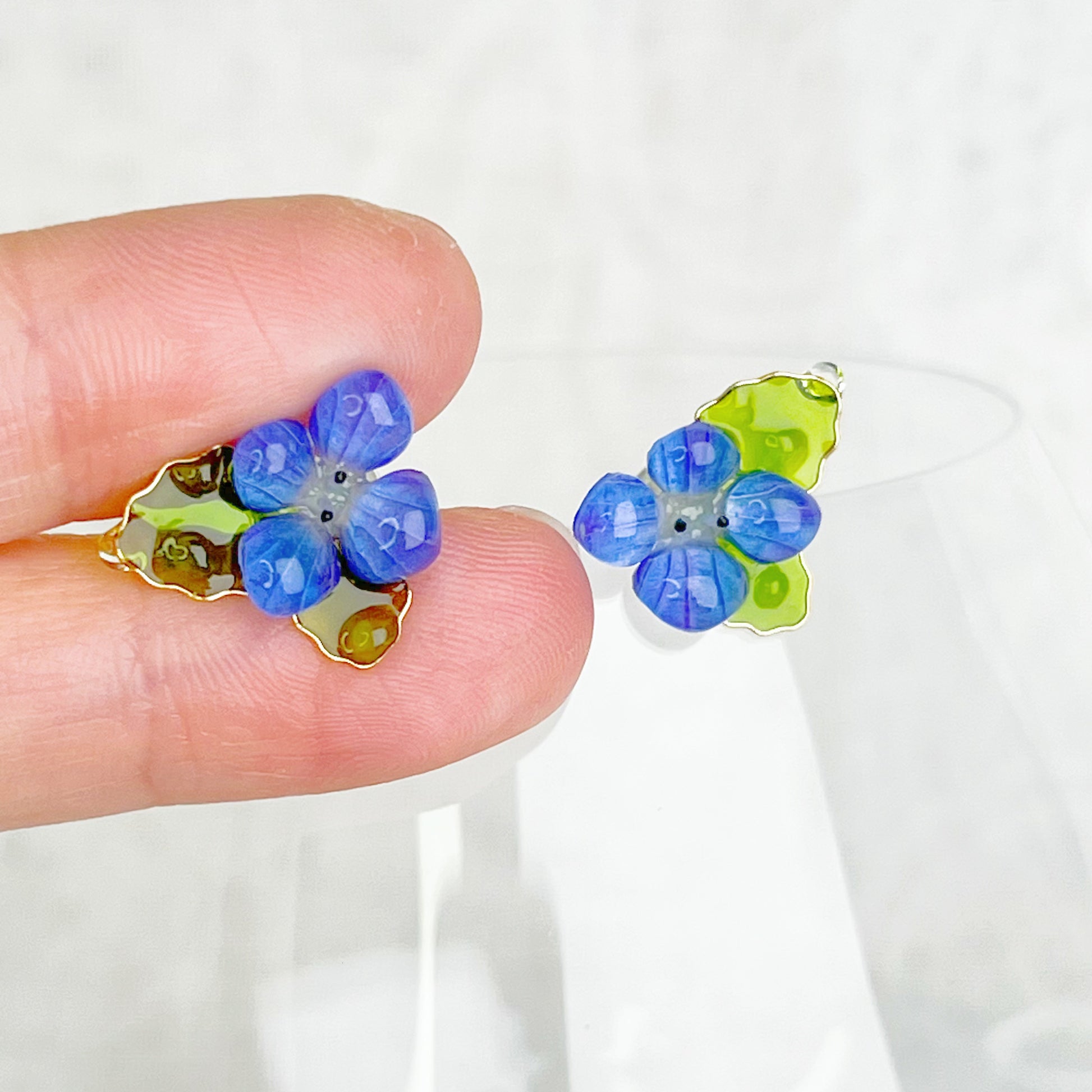 Handmade Spring Forget Me Not Flower Earrings-Ninaouity