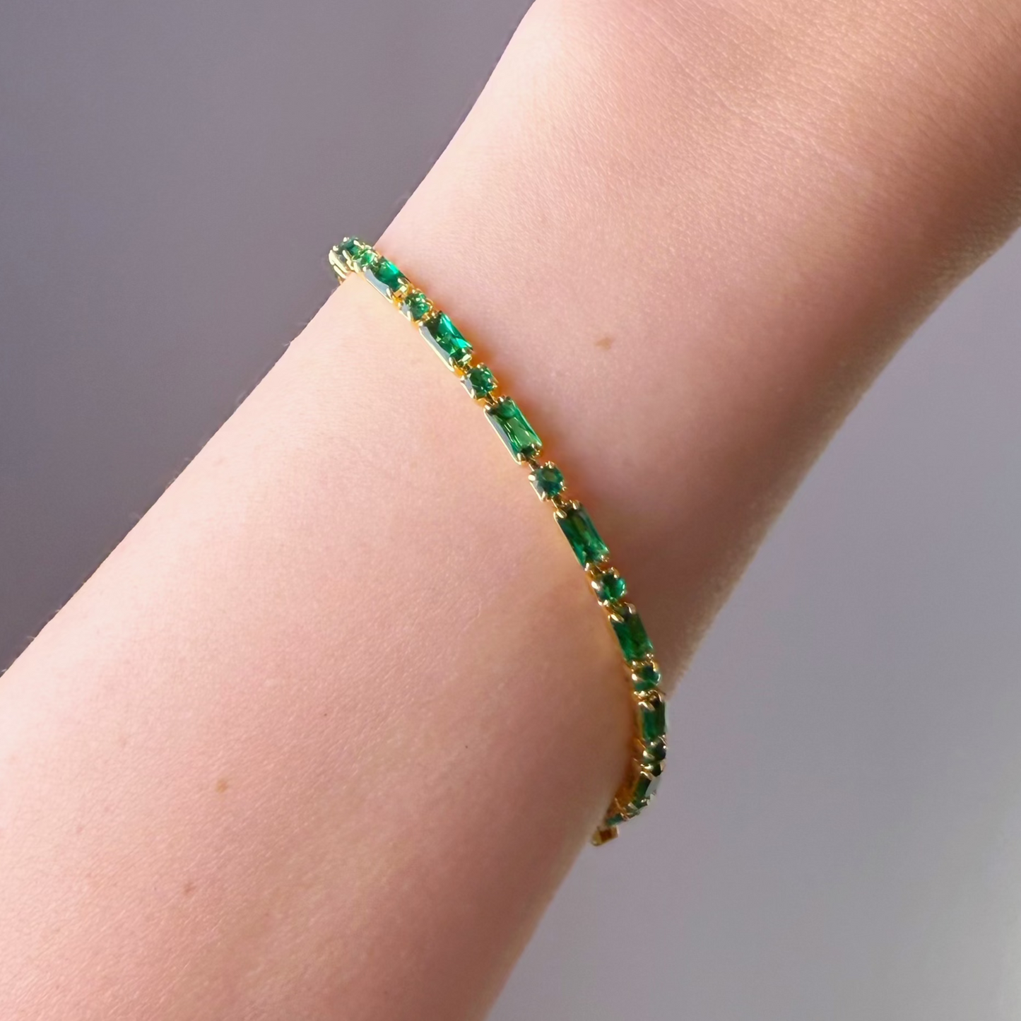 Emerald Green Square Zircon Chain Bracelet-Ninaouity