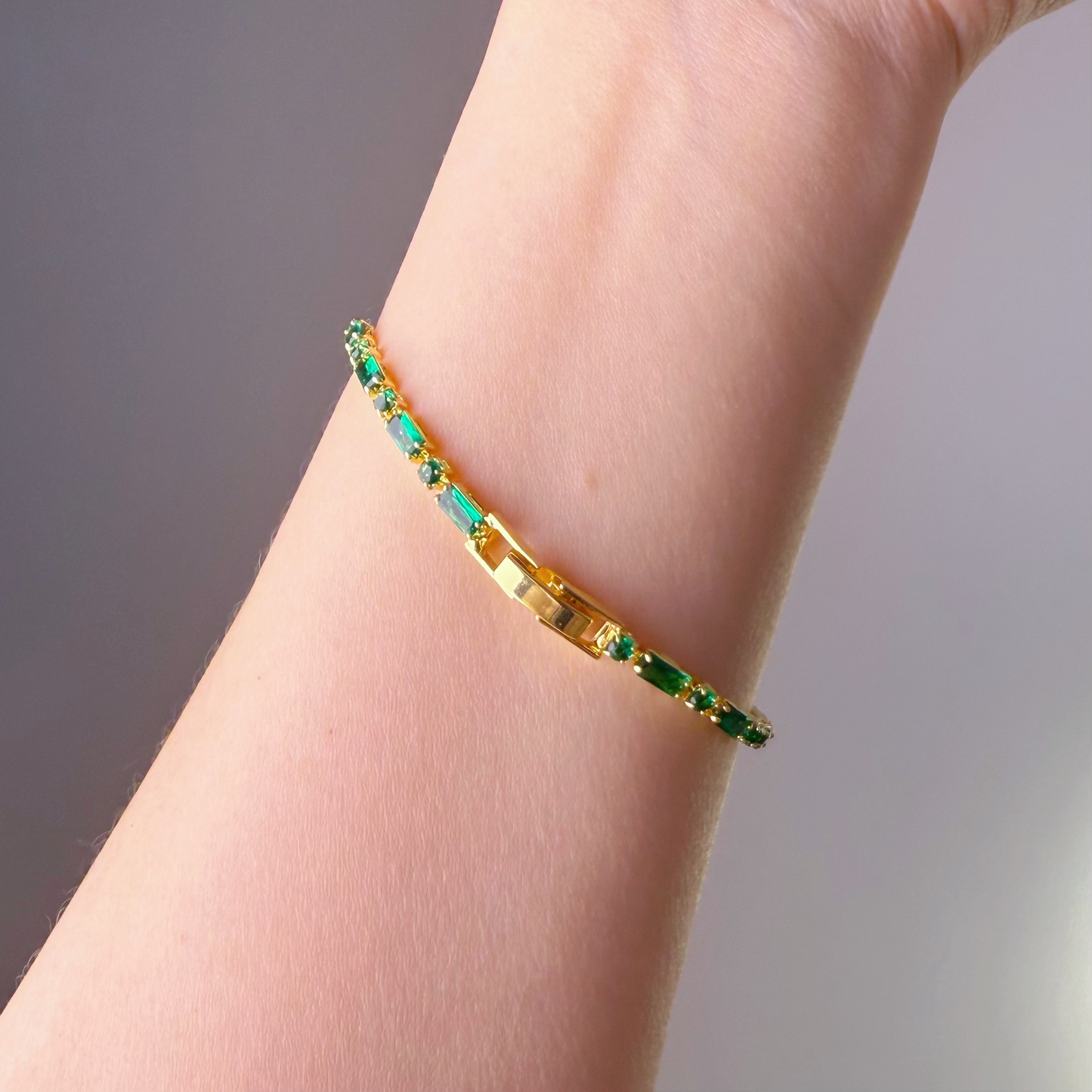 Emerald Green Square Zircon Chain Bracelet-Ninaouity