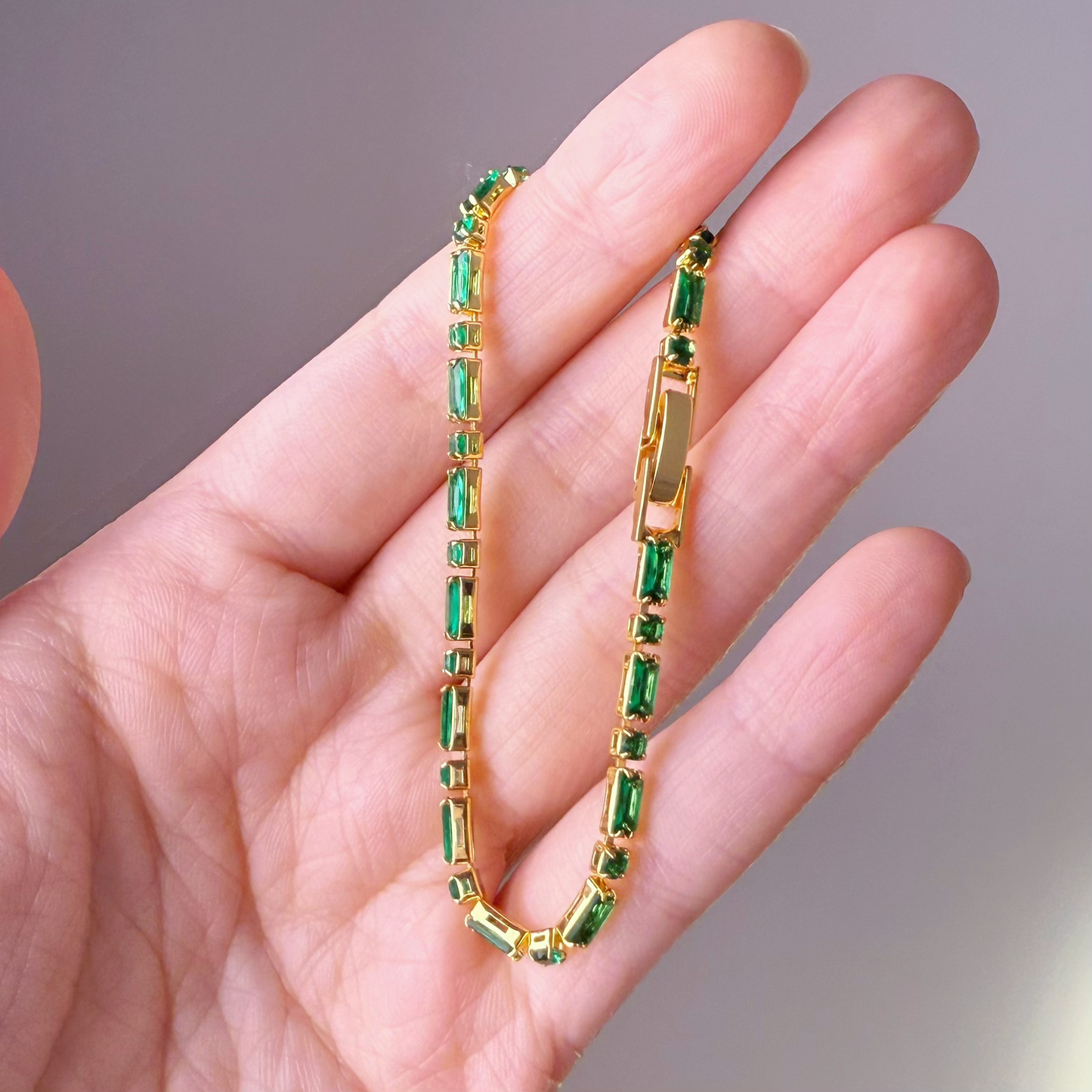 Emerald Green Square Zircon Chain Bracelet-Ninaouity