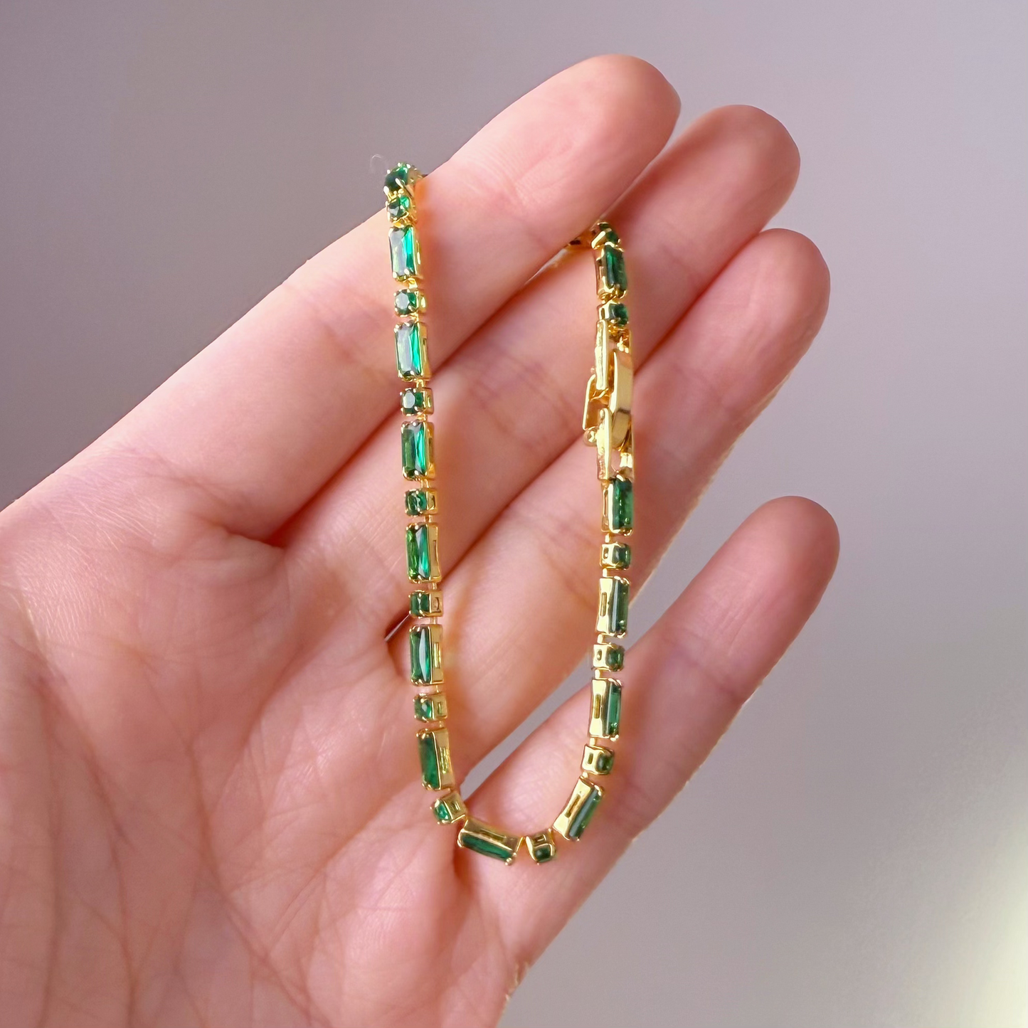 Emerald Green Square Zircon Chain Bracelet-Ninaouity