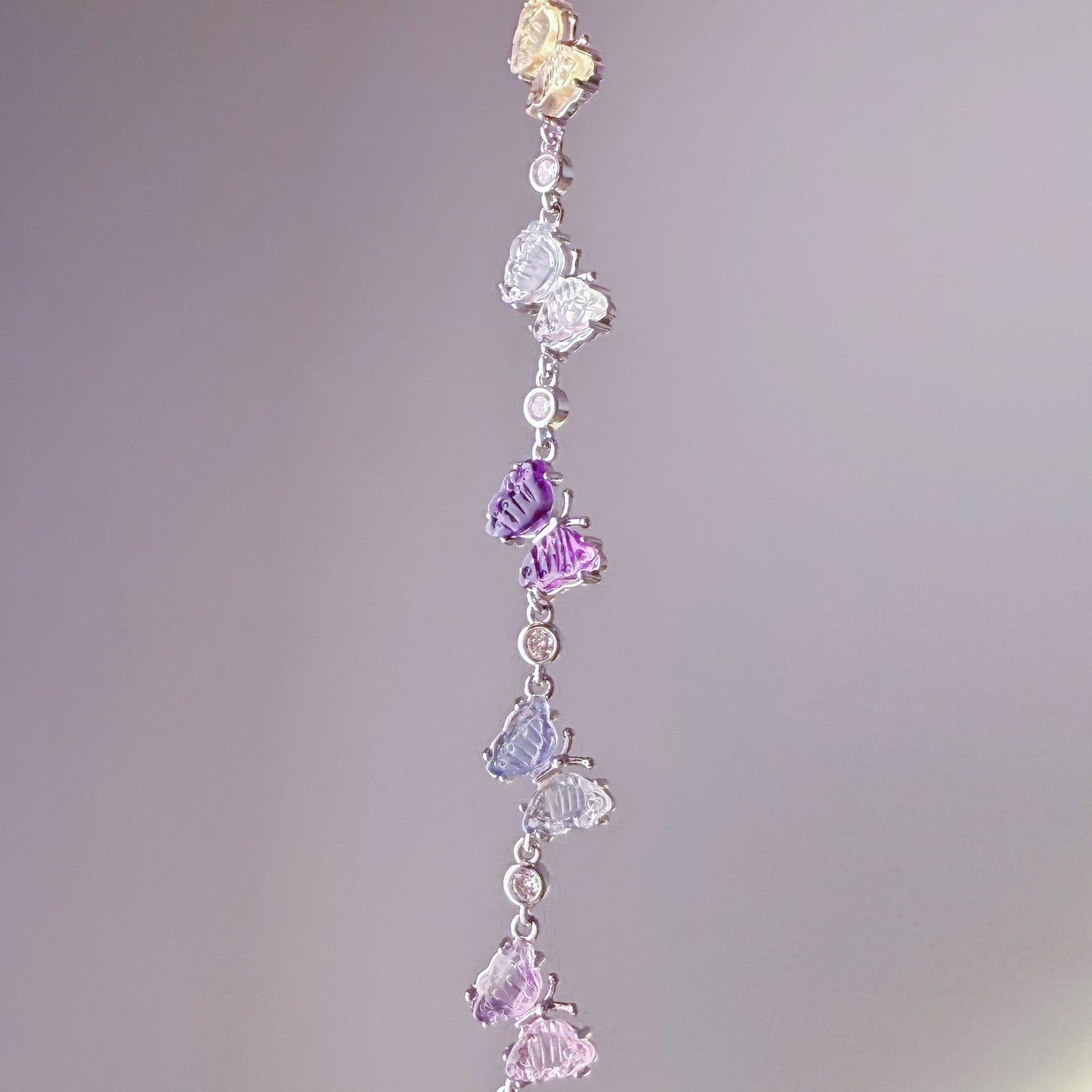 Silver Rainbow Butterflies Fluorite Crystal Bracelet-Ninaouity