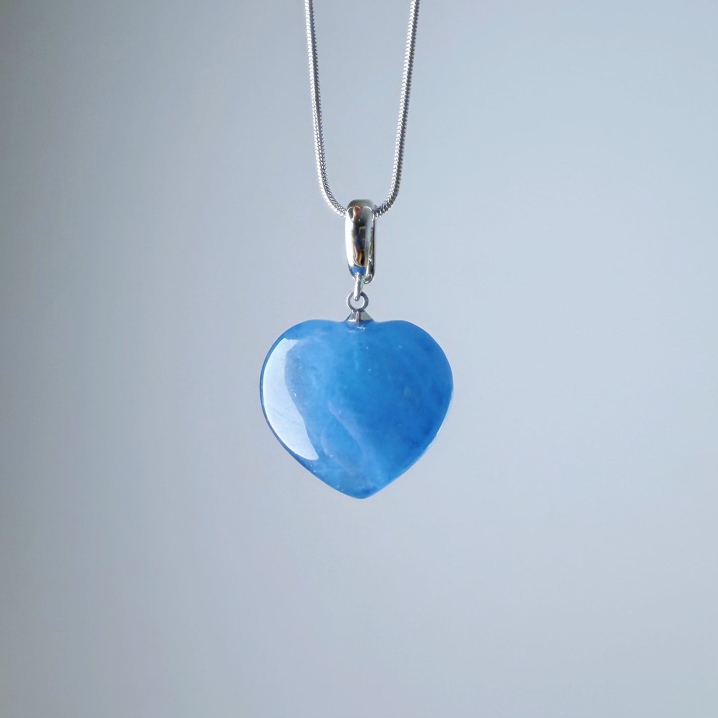 Quartzberry - Natural Blue Aquamarine Heart Shape Crystal Necklace - One-of-a-kind
