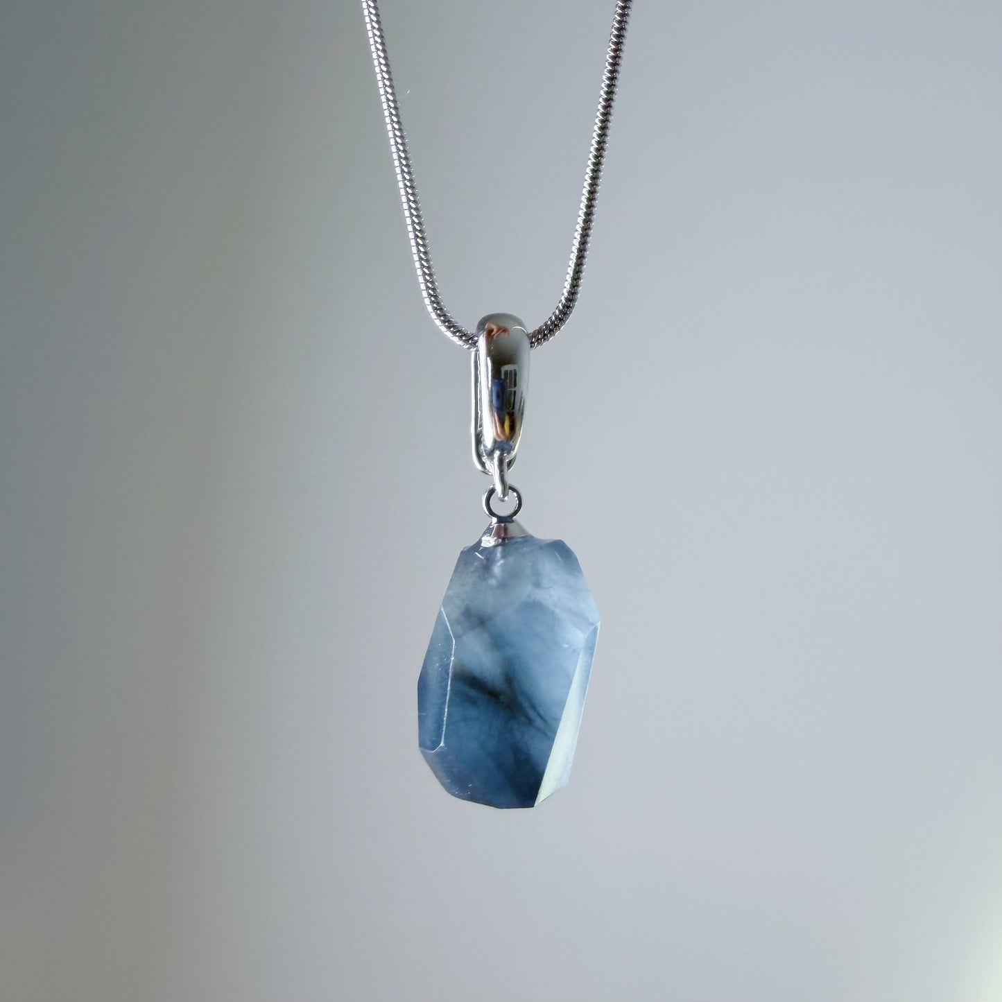 Quartzberry - Natural Navy Blue Rutilated Quartz Crystal Pendant Necklace - One-of-a-kind