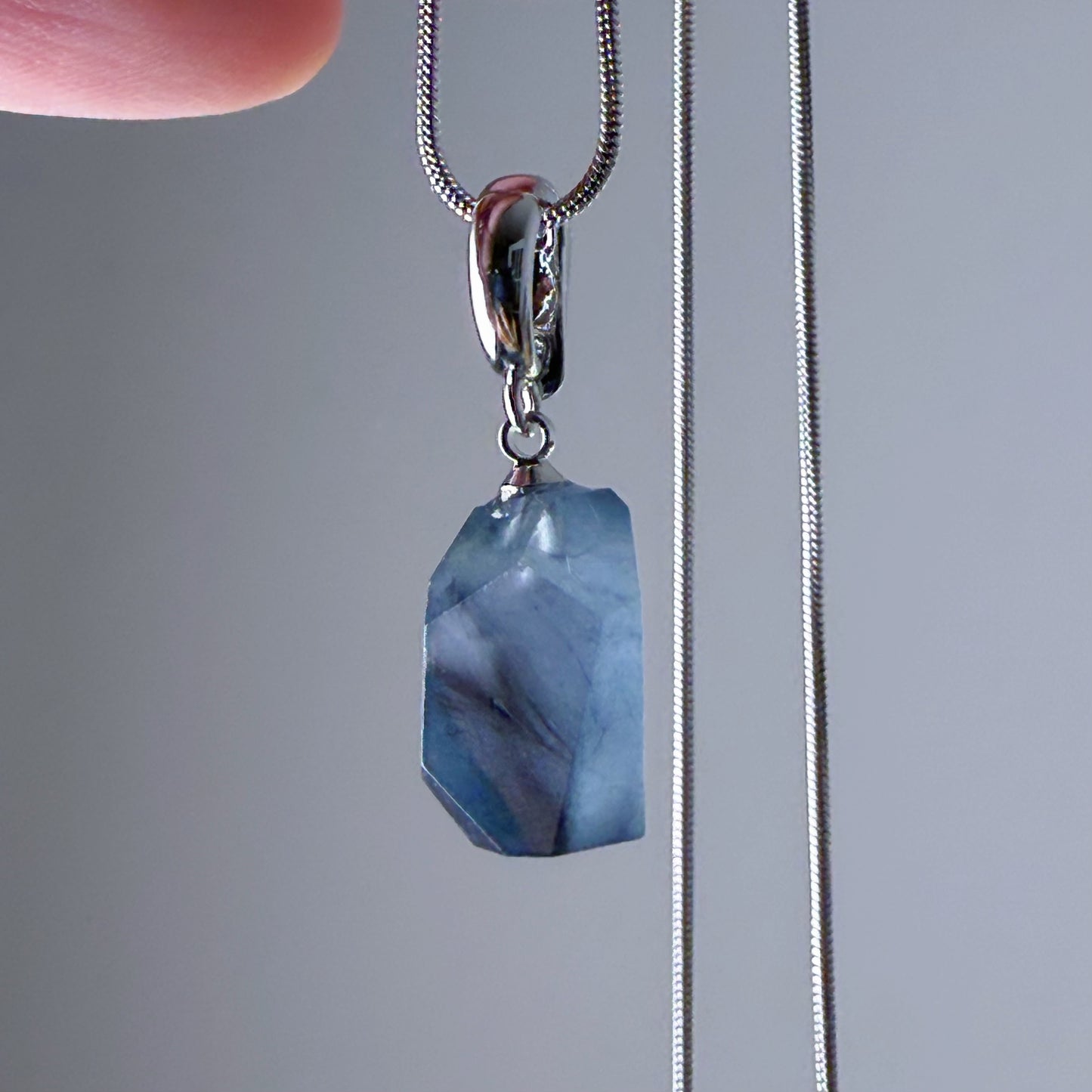 Quartzberry - Natural Navy Blue Rutilated Quartz Crystal Pendant Necklace - One-of-a-kind