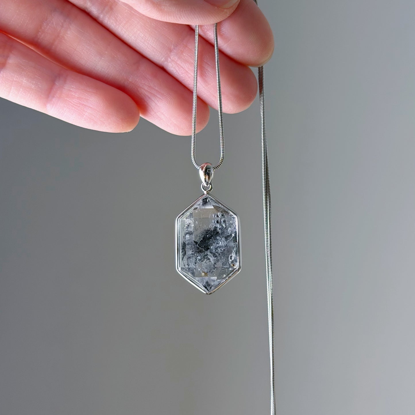 Quartzberry - Natural Large Herkimer Diamond Quartz Crystal Necklace - One-of-a-kind