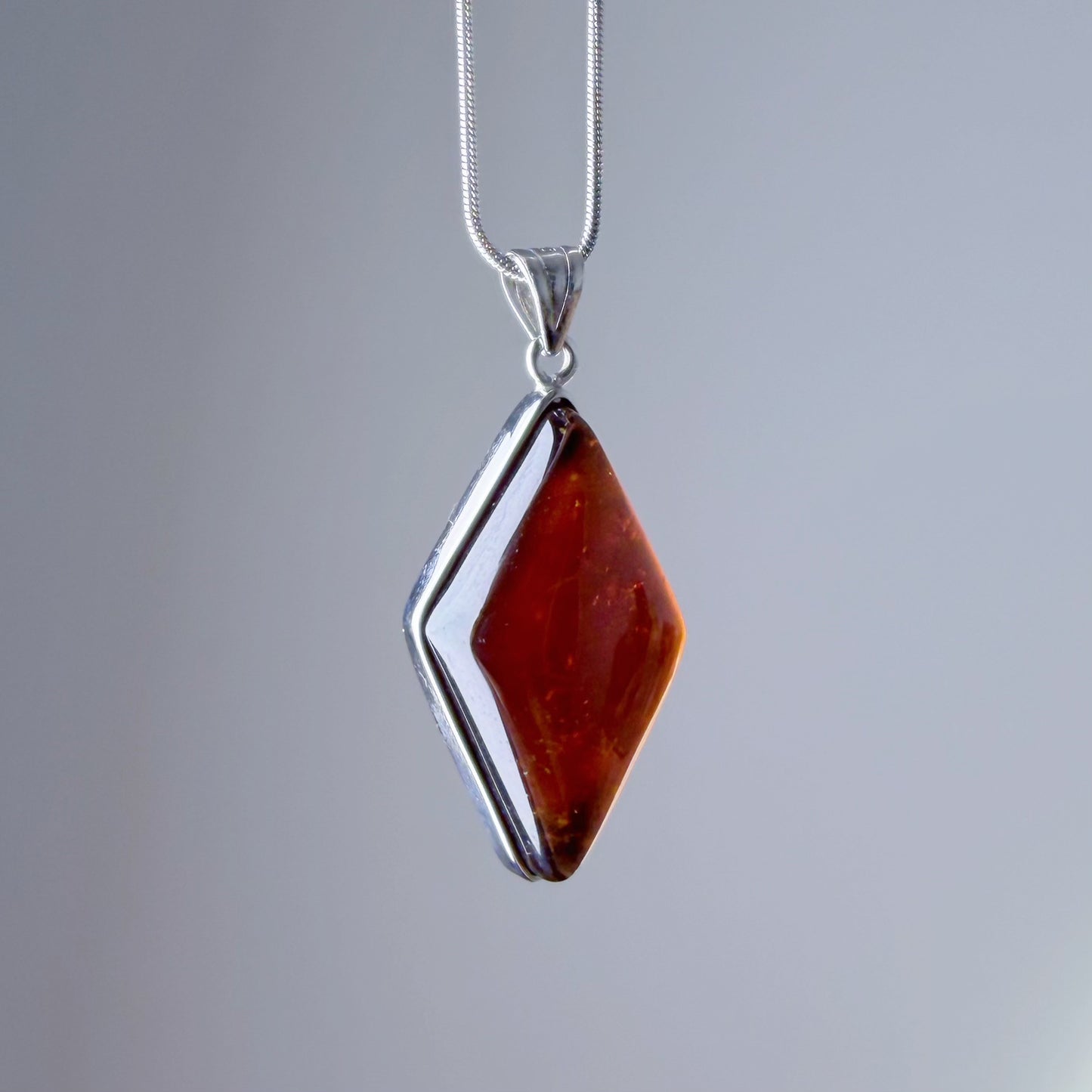 Quartzberry - Root Chakra Natural Red Garnet Diamond Shape Gemstone Crystal Necklace - One-of-a-kind